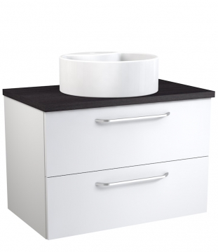 Raguvos Baldai LUNA 76 CM glossy white/black oak 1831341101 Skapītis ar izlietni RONDO 