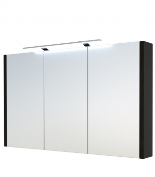 Шкафчик с зеркальными дверцами и GARDA LED подсветкой Raguvos Baldai LUNA, SERENA 110 CM black oak 1402801