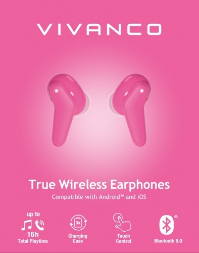 Vivanco wireless headset Fresh Pair BT, pink (60631) image 3