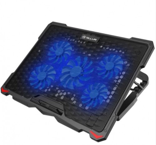 Tellur Cooling pad Basic 17, 5 fans, LED, black image 1