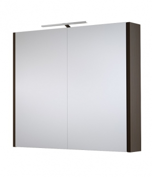Шкафчик с зеркальными дверцами и GARDA LED подсветкой Raguvos Baldai LUNA, SERENA 75 CM black oak 1402401
