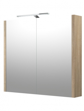 Шкафчик с зеркальными дверцами и GARDA LED подсветкой Raguvos Baldai LUNA, SERENA 75 CM grey oak 1402410