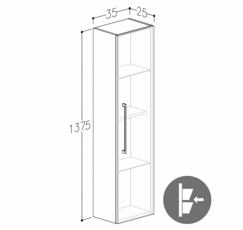 Высокий шкаф для ванной Raguvos Baldai ALLEGRO 35 CM glossy white/white 1130206 image 2