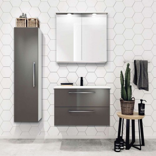 Высокий шкаф для ванной Raguvos Baldai ALLEGRO 35 CM glossy grey/white 1130207 image 4