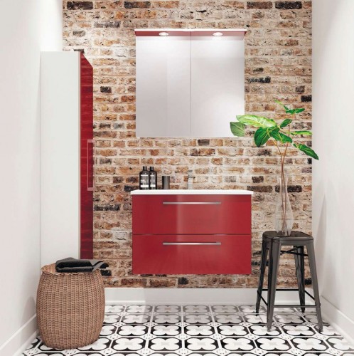 Vannas istabas augstais skapis Raguvos Baldai ALLEGRO 35 CM glossy red/white 1130209 image 3