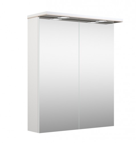 Шкафчик с зеркальными дверцами и LED подсветкой Raguvos Baldai ALLEGRO 61 CM glossy beige/white 1104308 image 1