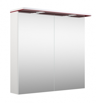 Шкафчик с зеркальными дверцами и LED подсветкой Raguvos Baldai ALLEGRO 76 CM glossy red/white 1104409
