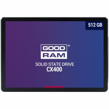 GOODRAM CX400 512GB SSD, 2.5” 7mm, SATA 6 Gb/s, Read/Write: 550 / 500 MB/s, Random Read/Write IOPS 75.5K/76.8K, gen. 2