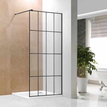 Dušas siena Vento Napoli 90x195 stikls 6mm Easy Clean, melnais profils