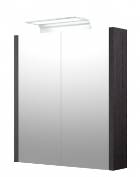 Шкафчик с зеркальными дверцами и ALUMINIUM LED подсветкой Raguvos Baldai SERENA 60 CM black oak 1405301