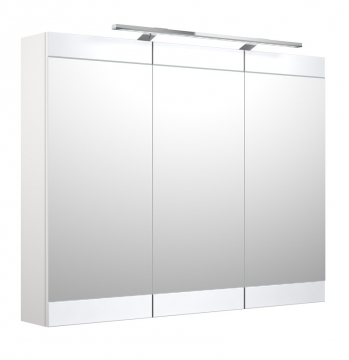 Шкафчик с зеркальными дверцами и GARDA LED подсветкой Raguvos Baldai SERENA RETRO 90 CM glossy white 1302611