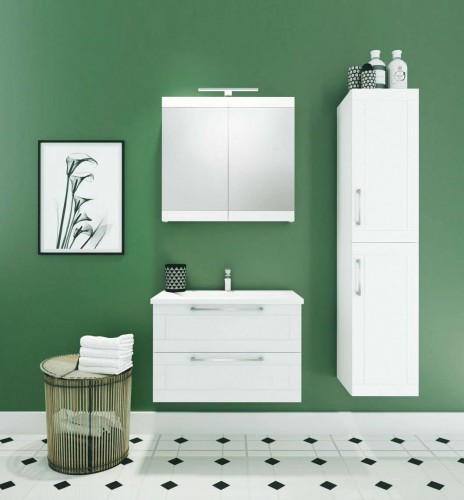 Высокий шкаф для ванной с корзиной для белья Raguvos Baldai SERENA RETRO 35 CM glossy white 13332114 image 4