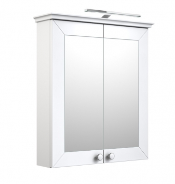 Шкафчик с зеркальными дверцами и GARDA LED подсветкой Raguvos Baldai SIESTA 64 CM matt white 170131260