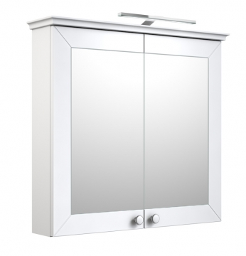 Шкафчик с зеркальными дверцами и GARDA LED подсветкой Raguvos Baldai SIESTA 79 CM matt white 170141260