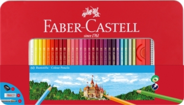 Krāsainie zīmuļi Faber-Castell Colour, 60 krāsas, metāla kārbā