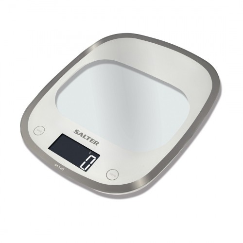 Salter 1050 WHDR White Curve Glass Electronic Digital Kitchen Scales image 1