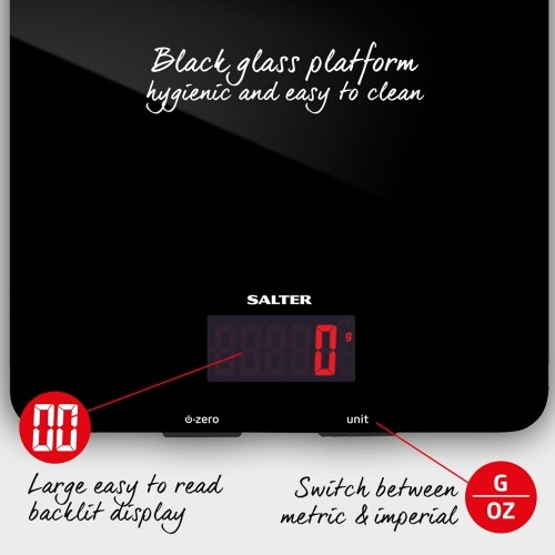 Salter 1150 BKDR 5kg Glass Electronic Kitchen Scales - Black image 4
