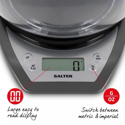 Salter 1024 SVDR14 Electronic Kitchen Scales with Dual Pour Mixing Bowl silver image 3