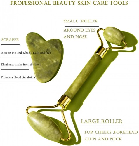Нефритовый Ролик из зеленого кварца для лица Jade image 3