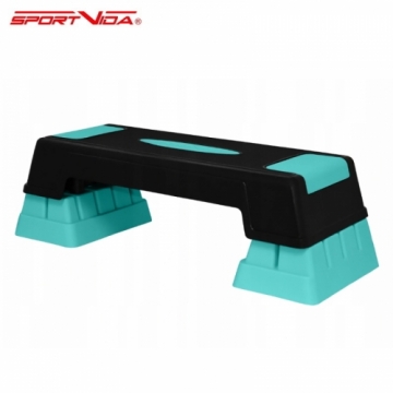 SportVida Univerāla 3 līmeņu Aerobikas platforma - Step Sols (76x29cm) Zils / Melns