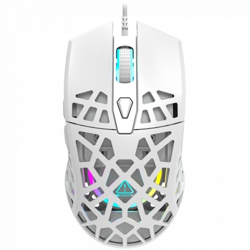 Canyon Puncher GM-20 High-end Gaming Mouse with 7 programmable buttons, Pixart 3360 optical sensor, 6 levels of DPI and up to 12000, 10 million times key life, 1.65m Ultraweave cable, Low friction with PTFE feet and colorful RGB lights, white, size:126x67 image 1