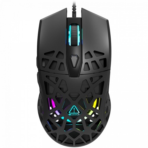 Canyon Puncher GM-20 High-end Gaming Mouse with 7 programmable buttons, Pixart 3360 optical sensor, 6 levels of DPI and up to 12000, 10 million times key life, 1.65m Ultraweave cable, Low friction with PTFE feet and colorful RGB lights, Black, size:126x67 image 1