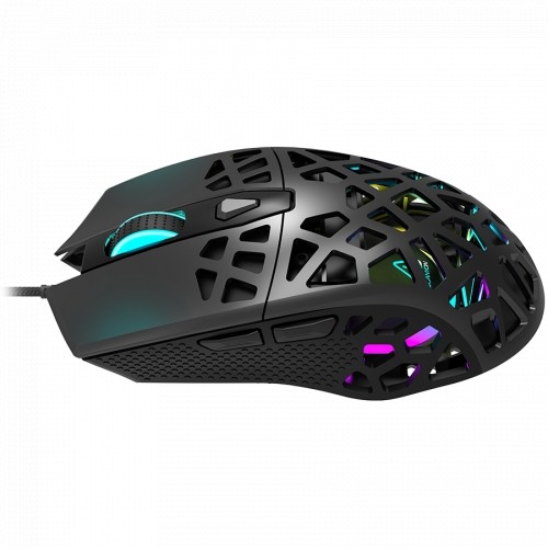 Canyon Puncher GM-20 High-end Gaming Mouse with 7 programmable buttons, Pixart 3360 optical sensor, 6 levels of DPI and up to 12000, 10 million times key life, 1.65m Ultraweave cable, Low friction with PTFE feet and colorful RGB lights, Black, size:126x67 image 2