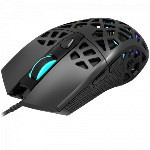 Canyon Puncher GM-20 High-end Gaming Mouse with 7 programmable buttons, Pixart 3360 optical sensor, 6 levels of DPI and up to 12000, 10 million times key life, 1.65m Ultraweave cable, Low friction with PTFE feet and colorful RGB lights, Black, size:126x67 image 3
