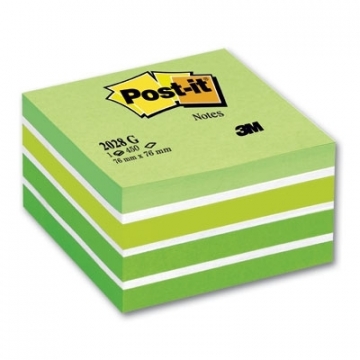 Блок для заметок с клеевым краем 3M Post-it 76x76мм, 450 листов, цвет - зеленая акварель (пастельный)