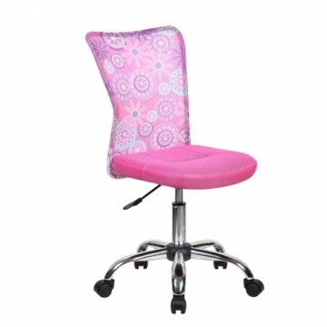Рабочий стул BLOSSOM 40x53xH90-102см, сиденье и спинка: ткань / сетка из ткани, цвет: розовый, цветочный узор