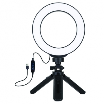 Extradigital LED ring lamp 16cm with pocket tripod mount 12-14.5cm, USB