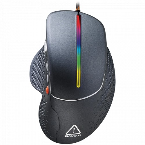 CANYON Apstar GM-12 Wired High-end Gaming Mouse with 6 programmable buttons, sunplus optical sensor, 6 levels of DPI and up to 6400, 2 million times key life, 1.65m Braided USB cable,Matt UV coating surface and RGB lights with 7 LED flowing mode, size:123 image 1