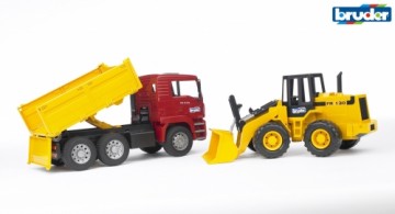 BRUDER construction truck with articulated road loader, 02752