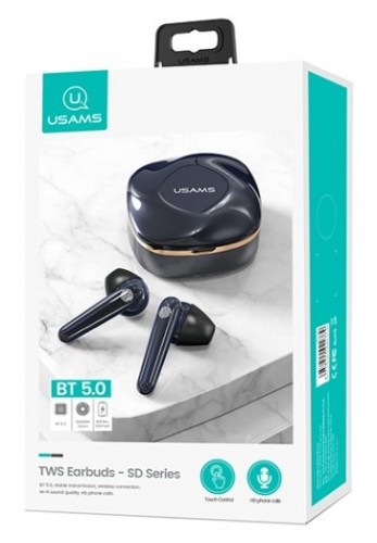 Usams SD TWS Airpods Bluetooth 5.0 Stereo Austiņas ar Pieskāriena vadību / HD Mikrofonu Zilas image 2