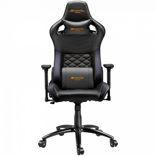 CANYON Nightfall GС-7 Gaming chair, PU leather, Cold molded foam, Metal Frame, Top gun mechanism, 90-160 dgree, 3D armrest, Class 4 gas lift, metal base ,60mm Nylon Castor, black and orange stitching image 1