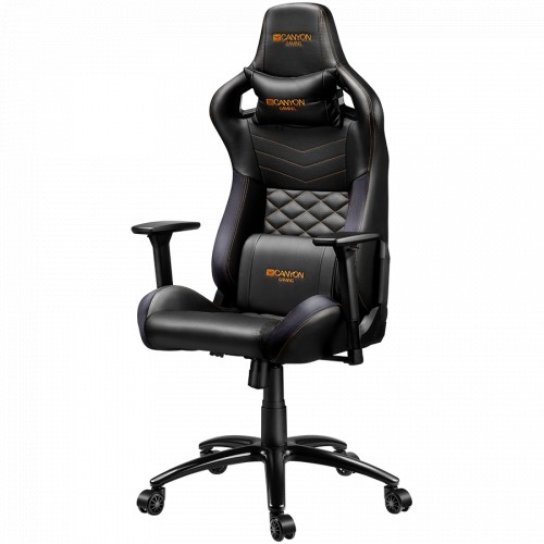 CANYON Nightfall GС-7 Gaming chair, PU leather, Cold molded foam, Metal Frame, Top gun mechanism, 90-160 dgree, 3D armrest, Class 4 gas lift, metal base ,60mm Nylon Castor, black and orange stitching image 2