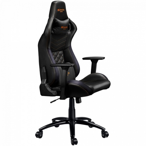 CANYON Nightfall GС-7 Gaming chair, PU leather, Cold molded foam, Metal Frame, Top gun mechanism, 90-160 dgree, 3D armrest, Class 4 gas lift, metal base ,60mm Nylon Castor, black and orange stitching image 3