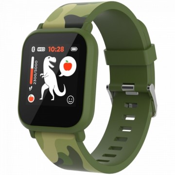 Canyon kids smart watch, 1.3 inches IPS full touch screen, green plastic body, IP68 waterproof, BT5.0, multi-sport mode, built-in kids game, compatibility with iOS and android, 155mAh battery, Host: D42x W36x T9.9mm, Strap: 240x22mm, 33g
