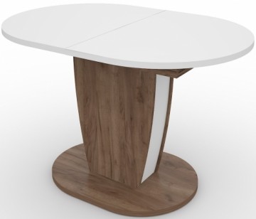 Dining Table SOLO (1200-1600x800x755) WHITE / OAK TOBACCO