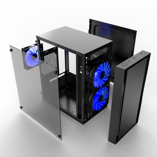Gembird CCC-FORNAX-960B midi-tower ATX case Fornax 960B - 3x blue LED fan, 2x USB 3.0, acrylic side panel, black image 5