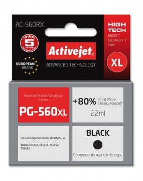 Activejet inkjet AC-560RX for Canon, replaces Canon PG-560XL, black