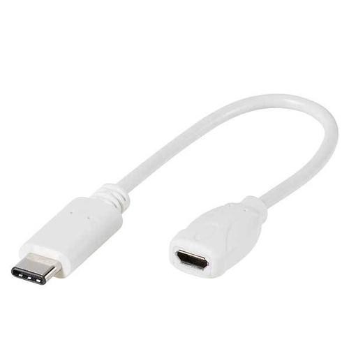 Vivanco 0.1m USB cable USB 2.0 USB C Micro-USB B White image 1