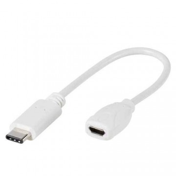 Vivanco 0.1m USB cable USB 2.0 USB C Micro-USB B White