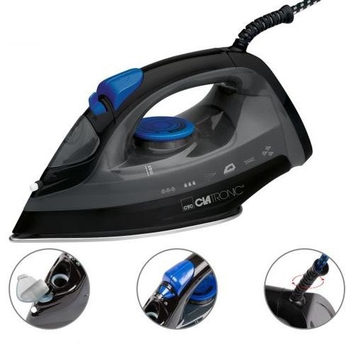 Clatronic DB 3703 iron Dry &amp; Steam iron Stainless Steel soleplate 1800 W Black, Grey image 3
