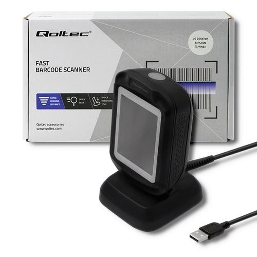 Qoltec 50864 barcode reader Fixed bar code reader 1D/2D LED Black image 2