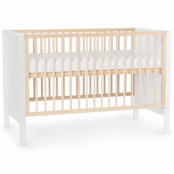KINDERKRAFT Baby wooden cot MIA guardrail + mattress White 3020102-0139