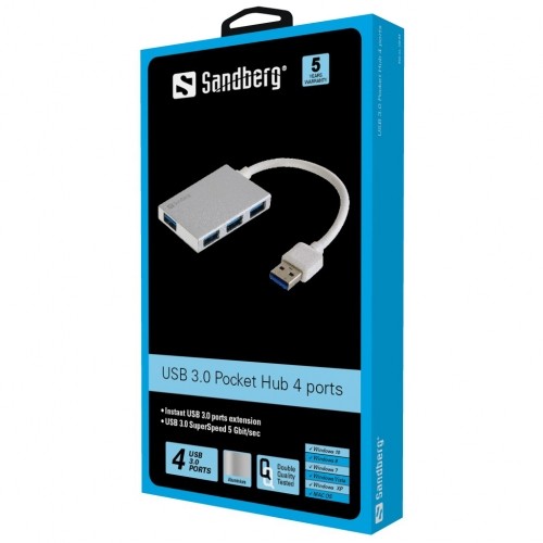 Sandberg 133-88 USB 3.0 Pocket Hub 4 Ports image 2