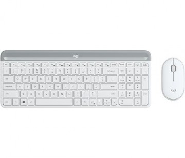 Logitech MK470 Slim Wireless Combo keyboard RF Wireless QWERTY Danish, Finnish, Norwegian, Swedish Silver, White