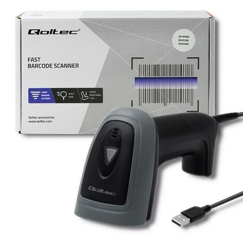 Qoltec 50863 barcode reader Handheld bar code reader 1D/2D LED Black image 2