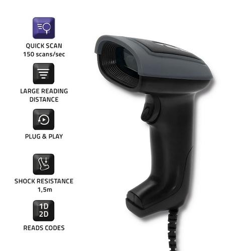 Qoltec 50863 barcode reader Handheld bar code reader 1D/2D LED Black image 4